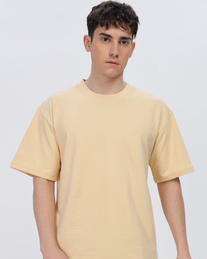 Solids: Beige Oversized T-shirt - Image 4