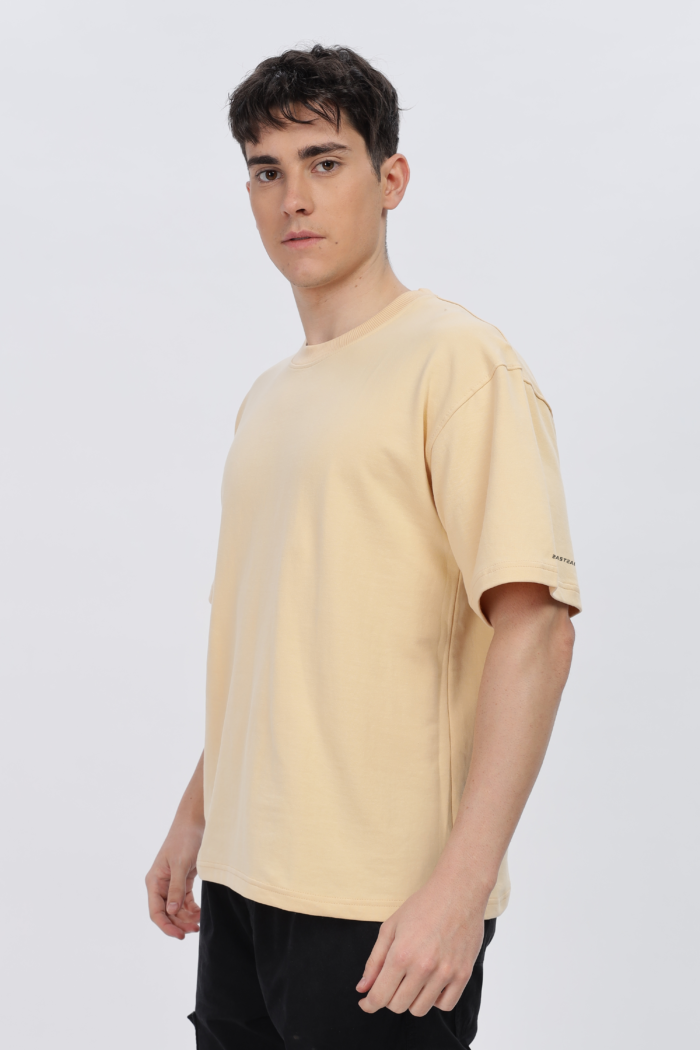 Solids: Beige Oversized T-shirt - Image 6