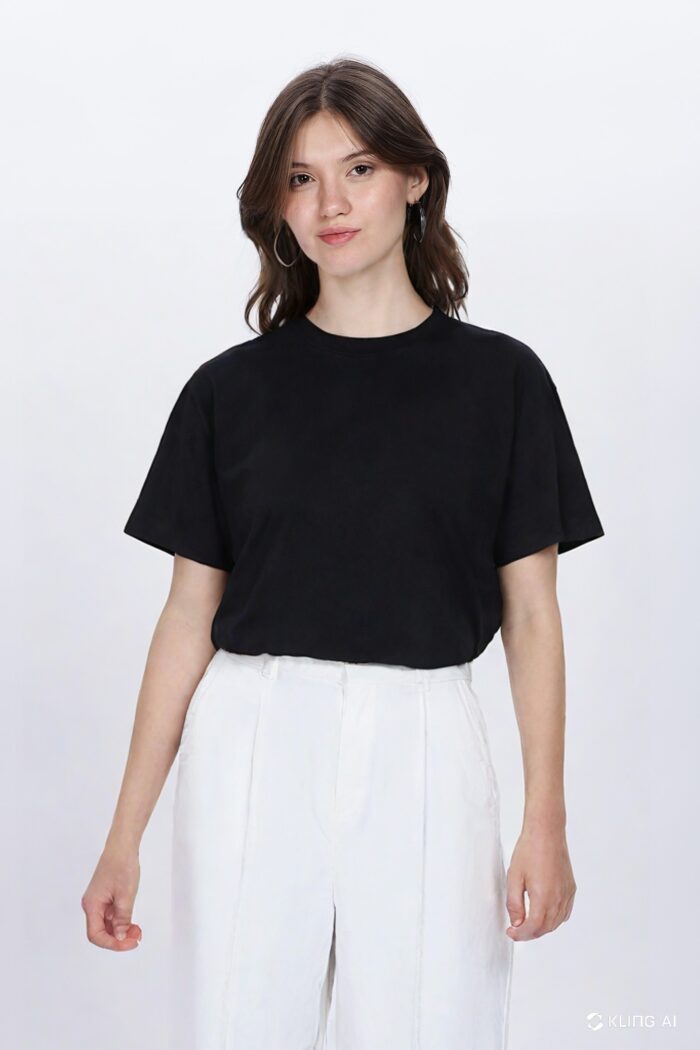 Solids: Black Regular Fit T-shirt Women - Image 2