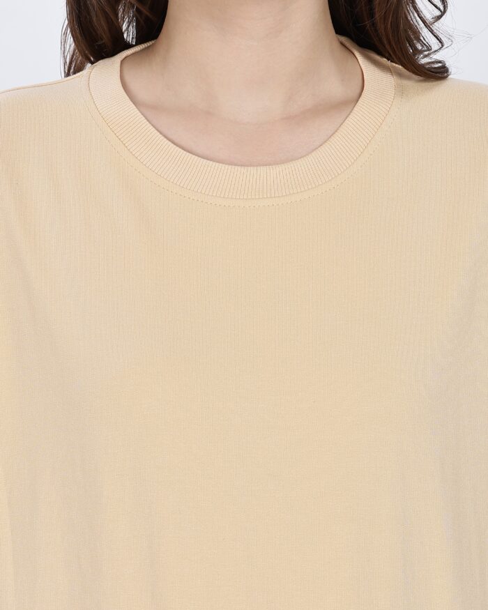 Solids: Beige Oversized T-shirt Women - Image 2