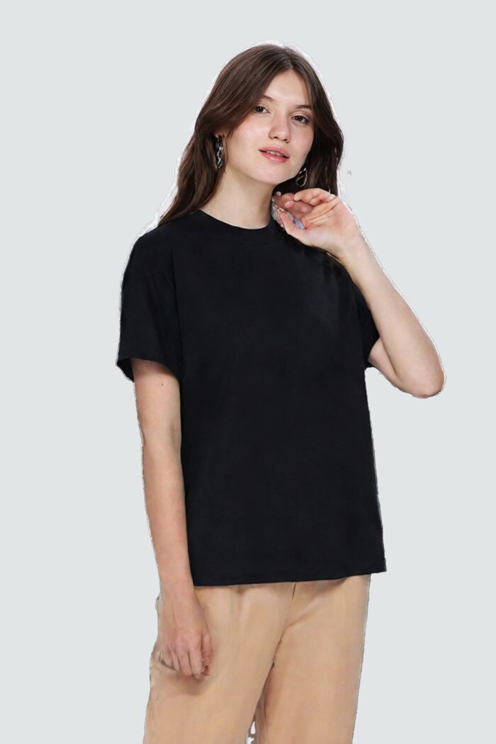 Solids: Black Regular Fit T-shirt Women - Image 3