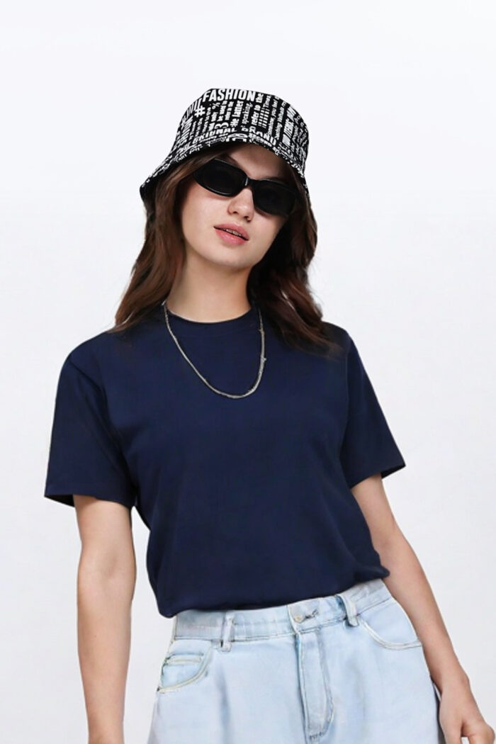 Solids: Navy Blue Regular Fit T-shirt Women - Image 2