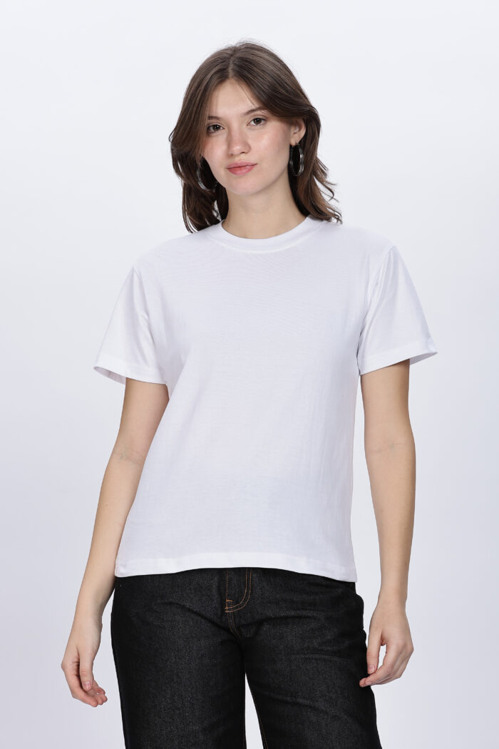 Solids: White Regular Fit T-shirt Women