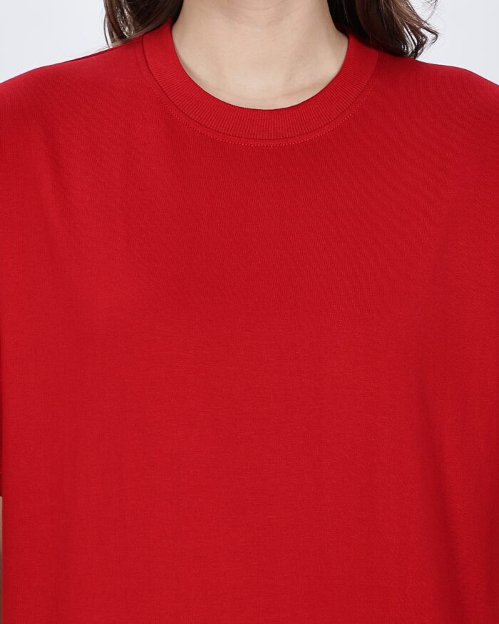 Solids:  Women Red Oversized T-shirt - Image 2