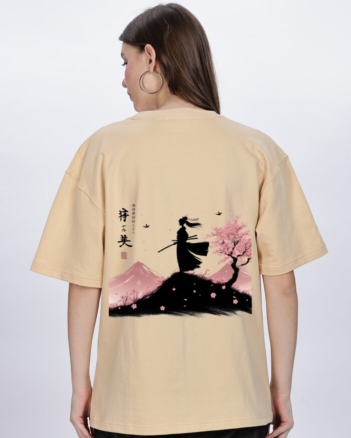 Samurai:  Women Beige Oversized T-shirt