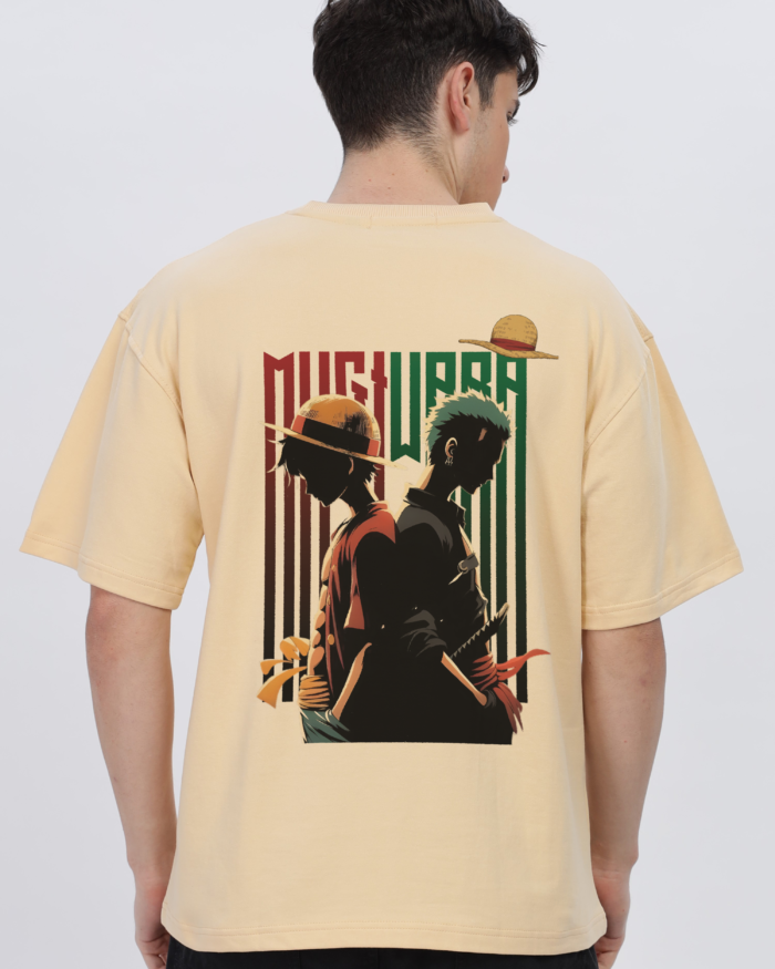 Mugiwara: Men Beige Oversized T-shirt