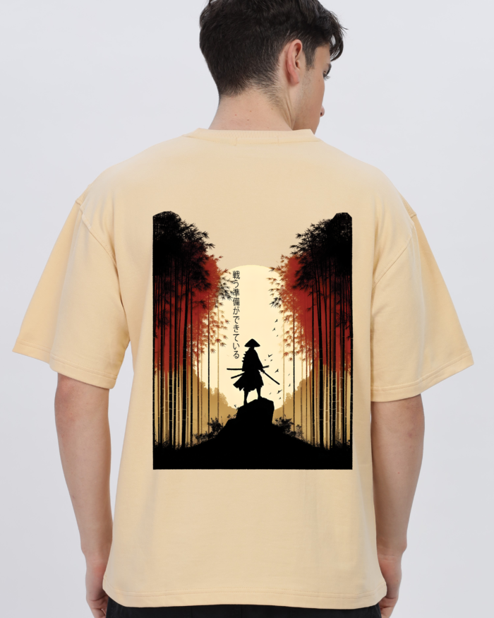 Samurai: Men Beige Oversized T-shirt