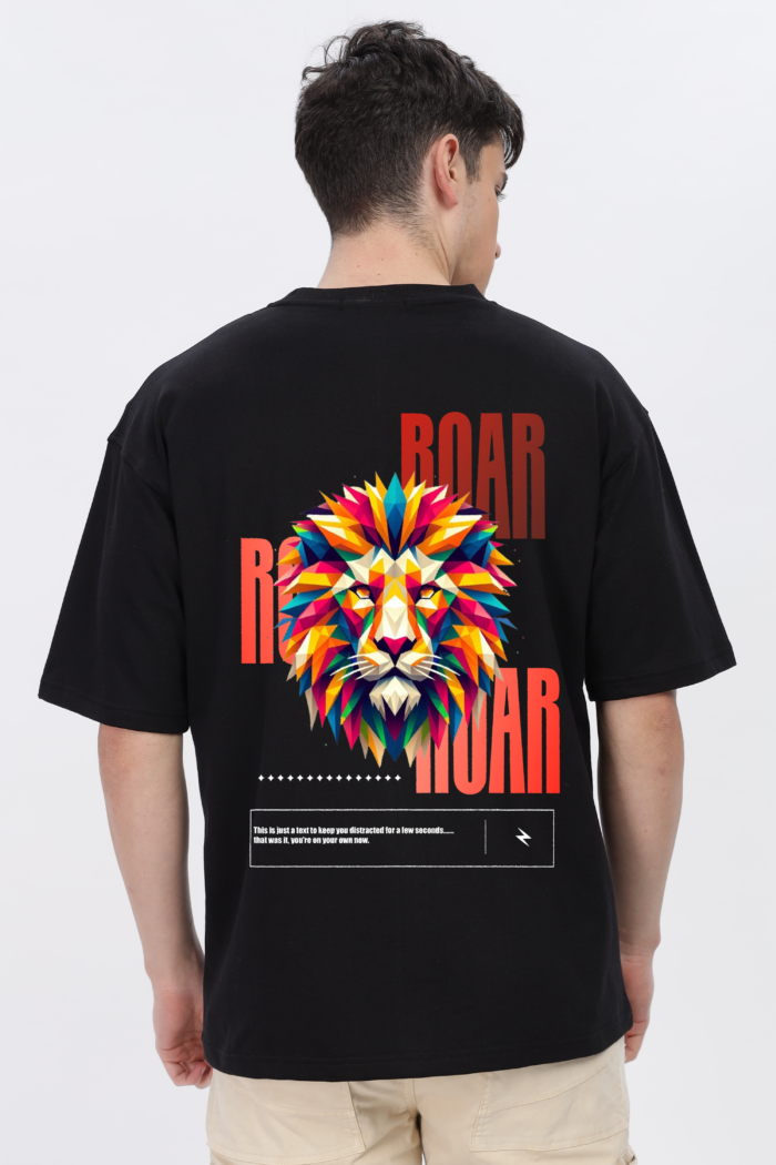 Lion: Men Black Oversized T-shirt