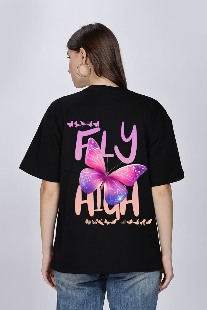 Fly: Women Black Oversized T-shirt