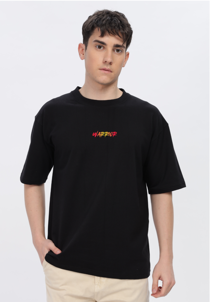 Warrior: Men Black Oversized T-shirt - Image 2