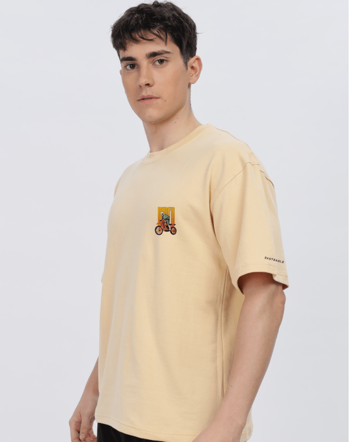 Bike: Men Beige Oversized T-shirt - Image 3