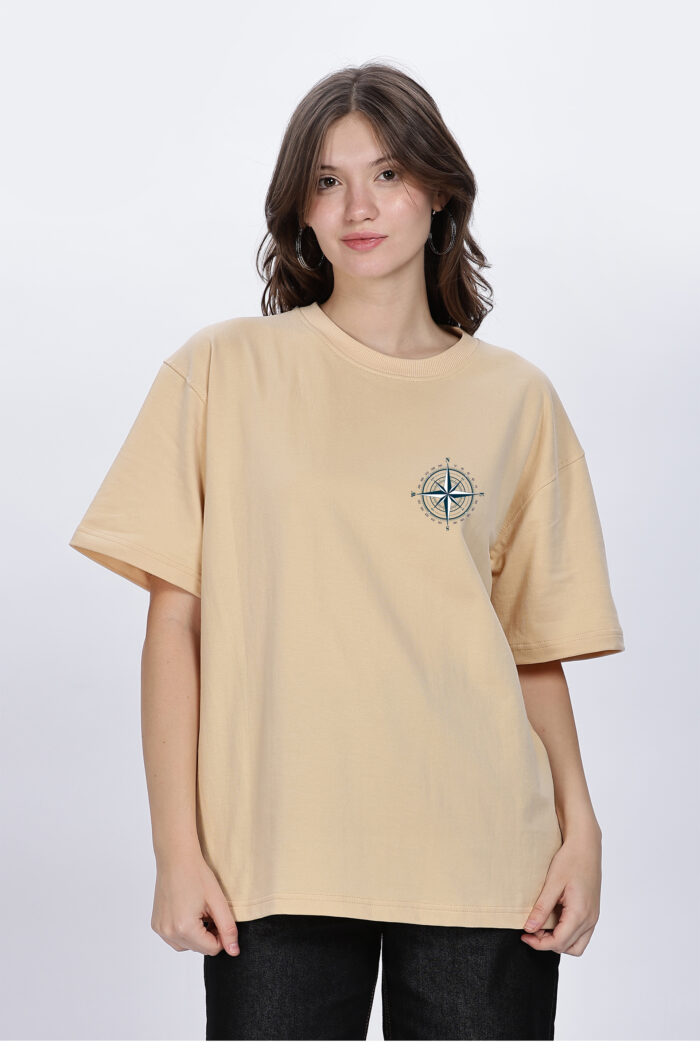 Ascend: Women Beige Oversized T-shirt - Image 2