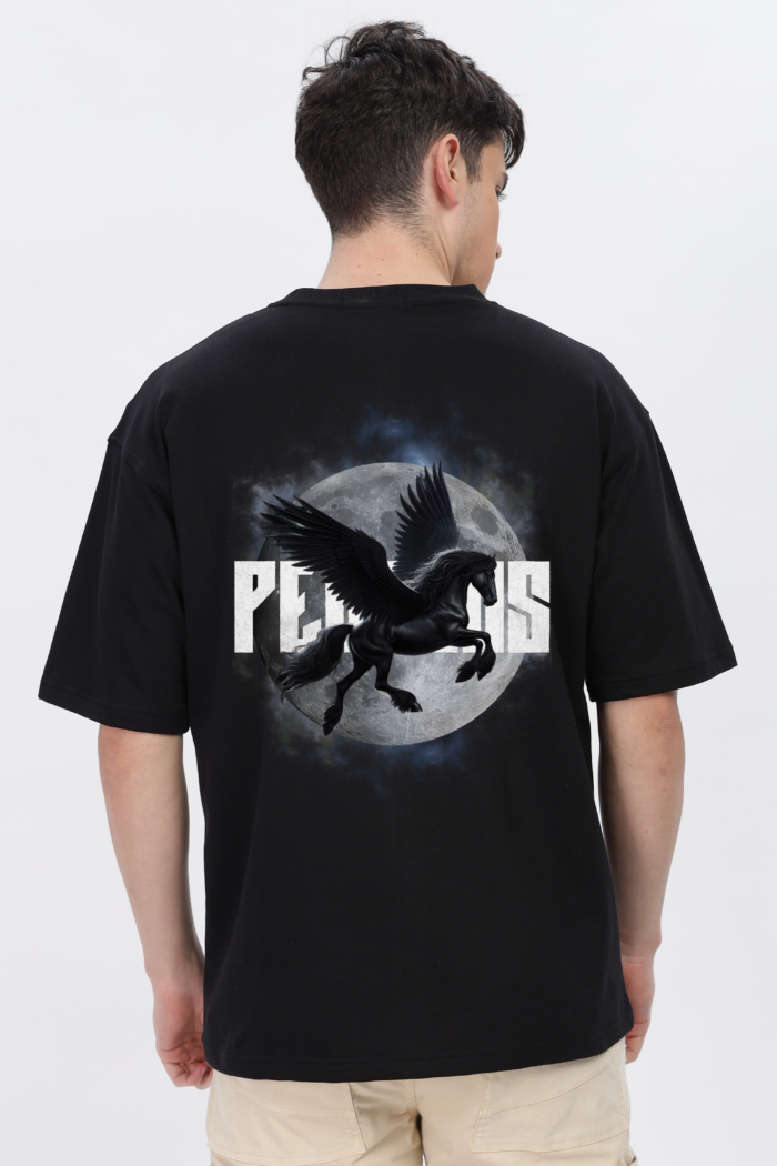 Pegasus: Men Black Oversized T-shirt