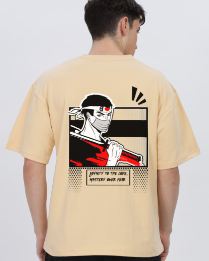 Samurai II: Men Beige Oversized T-shirt