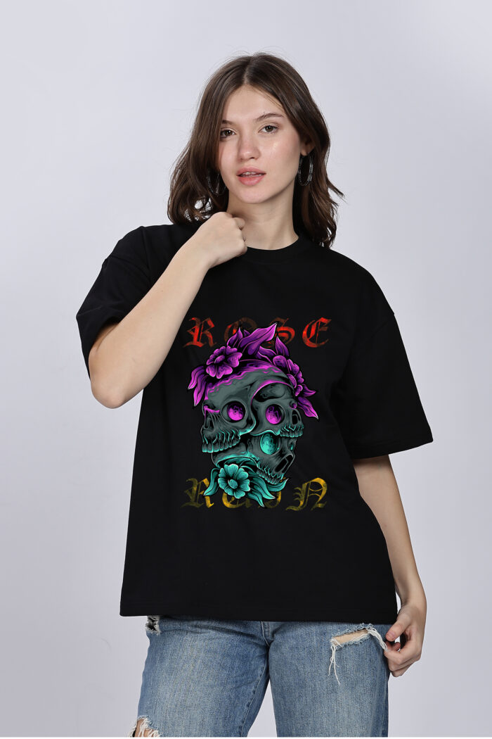 Rose&Ruin: Women Black Oversized T-shirt