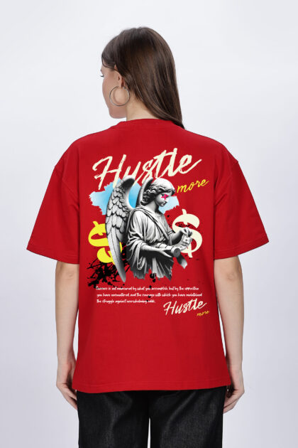 Hustle: Women Red Oversized T-shirt