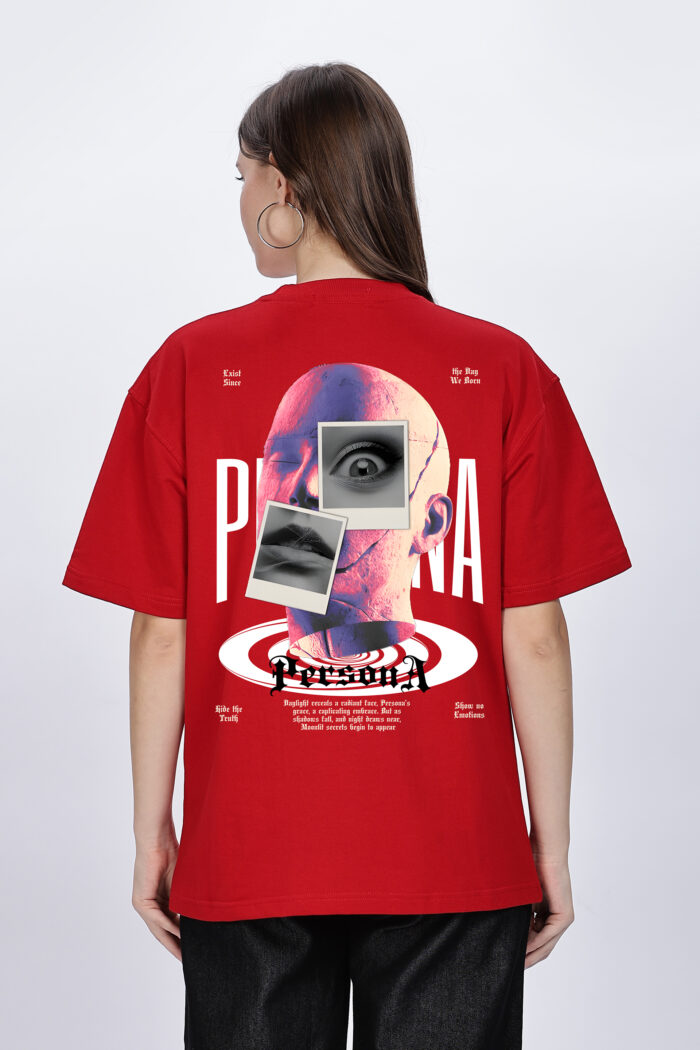 Persona: Women Red Oversized T-shirt