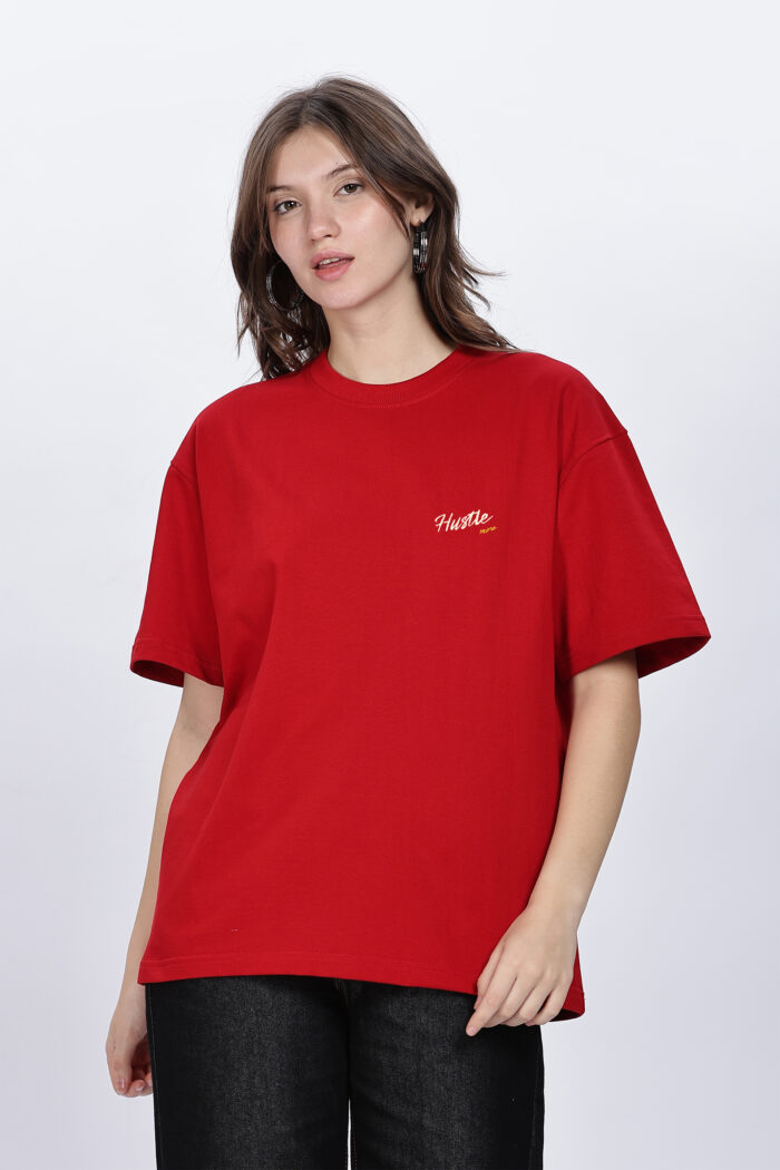 Hustle: Women Red Oversized T-shirt - Image 2