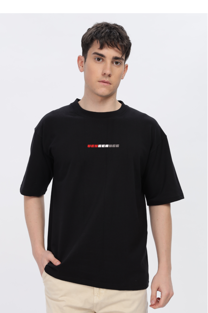 VENGEANCE : Men Black Oversized T-shirt - Image 2