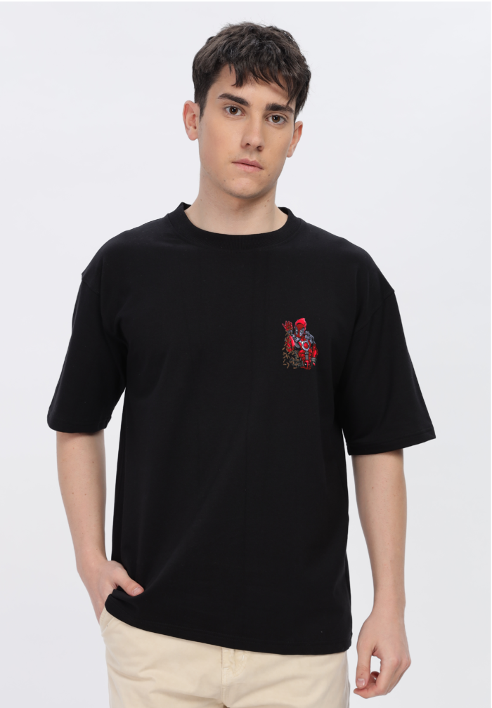 D-pool: Men Black Oversized T-shirt - Image 2