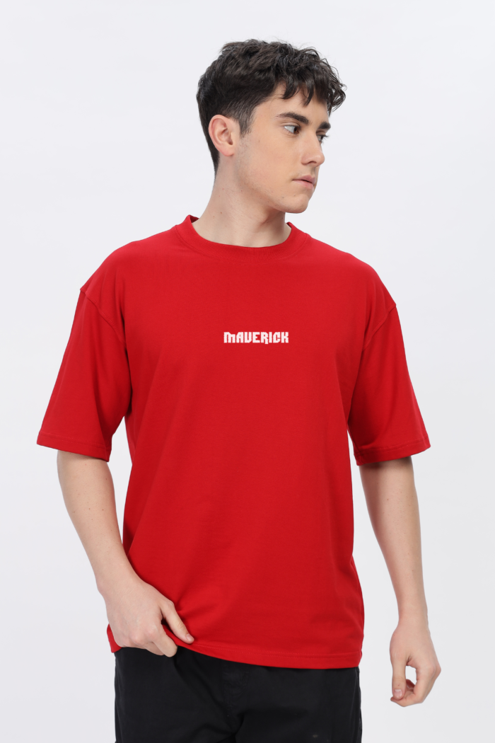 Maverick: Men Red Oversized T-shirt - Image 2