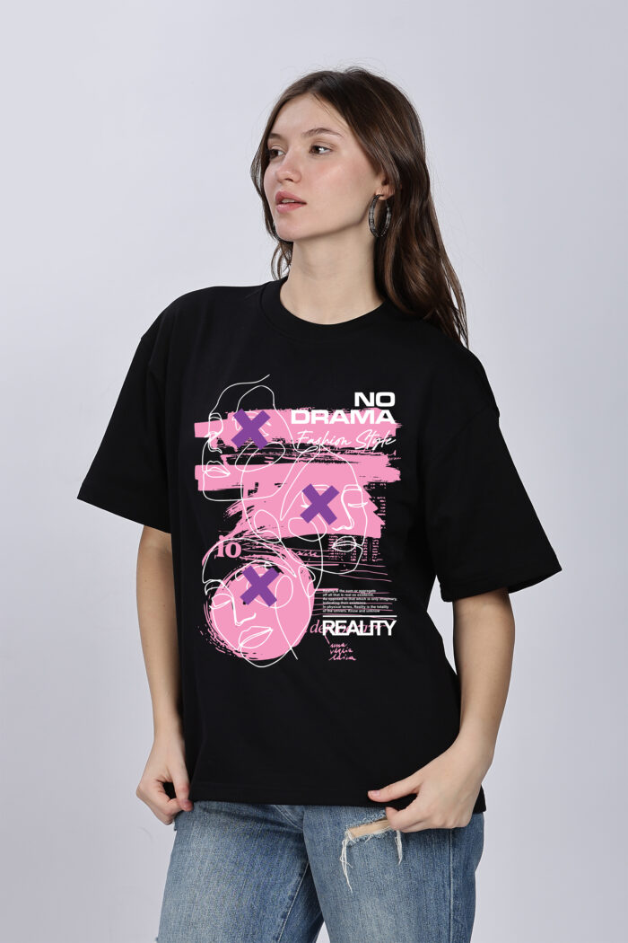 No Drama: Women Black Oversized T-shirt