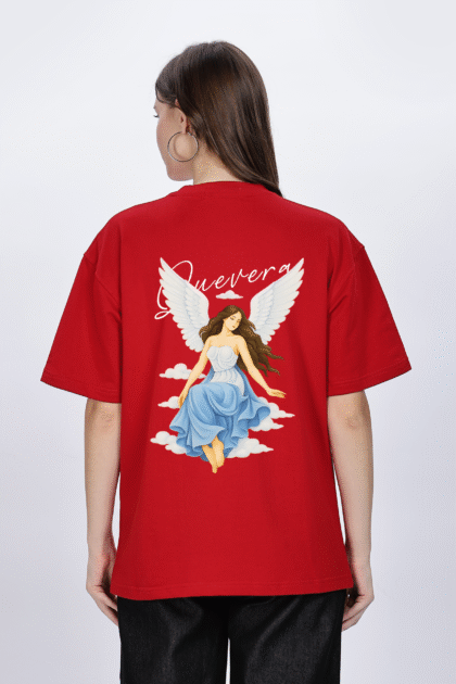 Quevera : Women Red Oversized T-shirt
