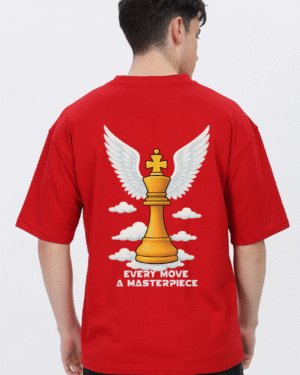 Chess King: Men Red Oversized T-shirt