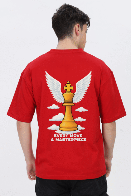 Chess King: Men Red Oversized T-shirt